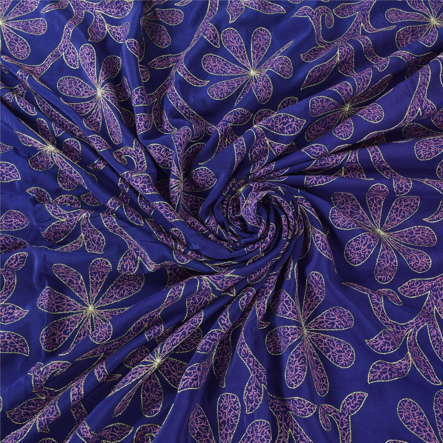 Sanskriti Vintage Purple Sarees Pure Crepe Embroidered Ethnic Sari Craft Fabric