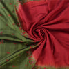 Sanskriti Vintage Green/Red Sarees Pure Silk Embroidered Premium Sari 5yd Fabric