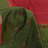 Sanskriti Vintage Green/Red Sarees Pure Silk Embroidered Premium Sari 5yd Fabric