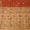 Sanskriti Vintage Orange/Yellow Sarees Pure Silk Hand Beaded Woven Sari Fabric