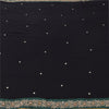 Sanskriti Vintage Sarees Black Hand Beaded Zardozi Pure Georgette Sari 6ydFabric