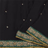 Sanskriti Vintage Sarees Black Hand Beaded Zardozi Pure Georgette Sari 6ydFabric