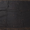 Sanskriti Vintage Sarees Indian Black Hand Beaded Pure Silk Sari Craft Fabric