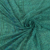 Sanskriti Vintage Sarees Indian Green Hand Block Georgette Sari 5yd Craft Fabric