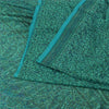 Sanskriti Vintage Sarees Indian Green Hand Block Georgette Sari 5yd Craft Fabric