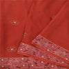 Sanskriti Vintage Sarees Orange Hand Beaded Zardozi Pure Chiffon Sari 5yd Fabric