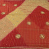 Sanskriti Vintage Red/Beige Sarees Pure Georgette Hand Beaded Sari Craft Fabric