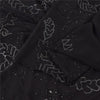 Sanskriti Vintage Black Sarees Pure Chiffon Silk Hand Beaded Sari Mukiesh Fabric