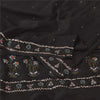 Sanskriti Vintage Black Sarees Pure Silk Hand Beaded Premium Sari Craft Fabric