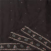 Sanskriti Vintage Black Sarees Pure Silk Hand Beaded Premium Sari Craft Fabric