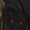 Sanskriti Vintage Black Sarees Pure Silk Hand Beaded Premium Sari Craft Fabric