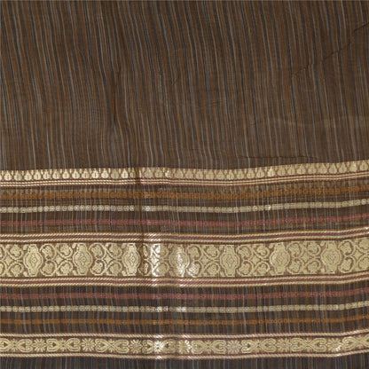 Sanskriti Vintage Indian Brown Sarees Pure Silk Woven Premium Sari Craft Fabric