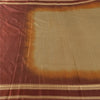 Sanskriti Vintage Indian Beige/Dark Red Sarees Pure Silk Woven Sari Craft Fabric