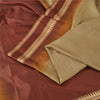 Sanskriti Vintage Indian Beige/Dark Red Sarees Pure Silk Woven Sari Craft Fabric