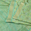 Sanskriti Vintage Green Sarees Pure Cotton Printed Premium Sari 5yd Craft Fabric