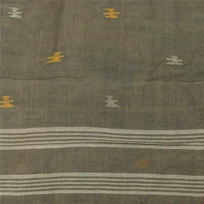 Sanskriti Vintage Indian Gray Sarees Pure Cotton Woven Tant Premium Sari Fabric