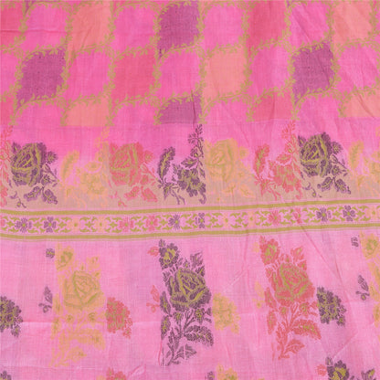 Sanskriti Vintage Indian Pink Sarees Pure Silk Woven Ethnic Sari 5ydCraft Fabric