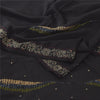 Sanskriti Vintage Black Sarees Pure Silk Hand Beaded Premium Sari Craft Fabric