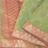 Sanskriti Vintage Green/Brown Sarees Pure Silk Embroidery Sari 5+yd Craft Fabric