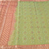 Sanskriti Vintage Green/Brown Sarees Pure Silk Embroidery Sari 5+yd Craft Fabric