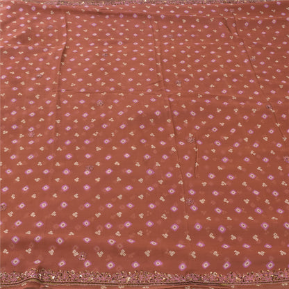 Sanskriti Vintage Dark Red Sarees Pure Silk Hand Beaded Sari Bandhani 5yd Fabric