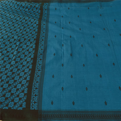 Sanskriti Vintage Indian Blue Sarees Pure Silk Hand Woven Sari 5+yd Craft Fabric