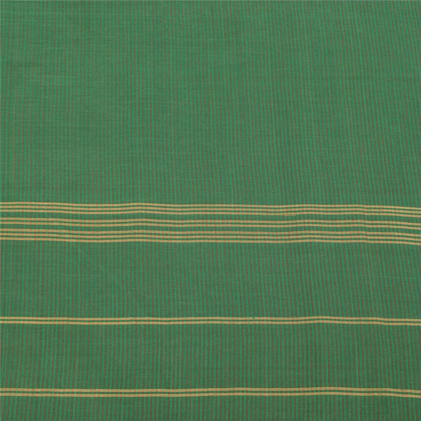 Sanskriti Vintage Green Sarees Pure Cotton Woven Premium Sari 5+yd Craft Fabric