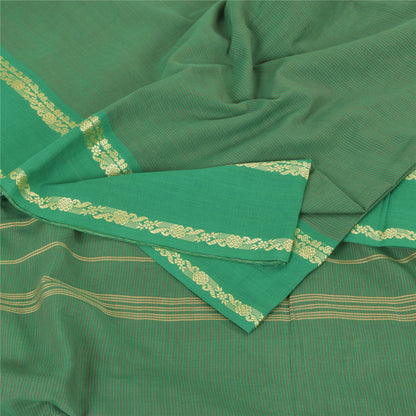 Sanskriti Vintage Green Sarees Pure Cotton Woven Premium Sari 5+yd Craft Fabric