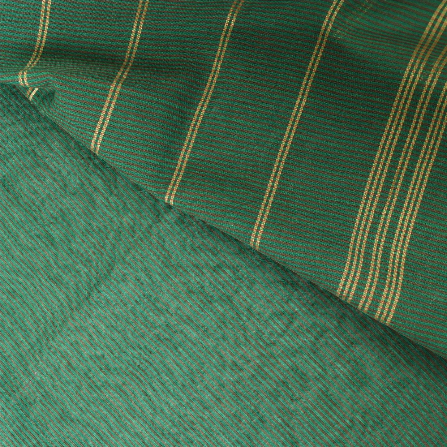 Sanskriti Vintage Green Sarees Pure Cotton Woven Premium Sari 5+yd Craft Fabric