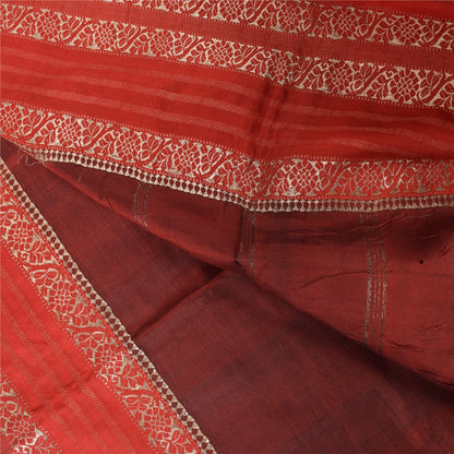 Sanskriti Vintage Indian Red Sarees Pure Silk Woven Premium Sari 5ydCraft Fabric