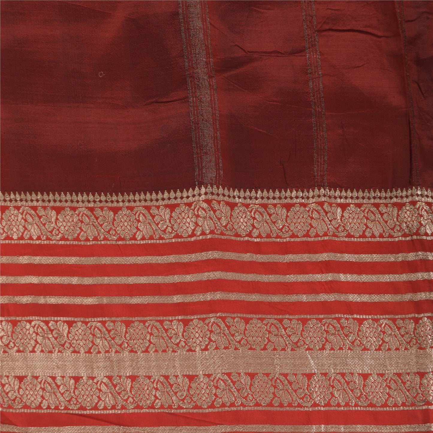 Sanskriti Vintage Indian Red Sarees Pure Silk Woven Premium Sari 5ydCraft Fabric