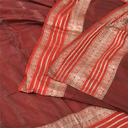 Sanskriti Vintage Indian Red Sarees Pure Silk Woven Premium Sari 5ydCraft Fabric