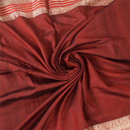 Sanskriti Vintage Indian Red Sarees Pure Silk Woven Premium Sari 5ydCraft Fabric