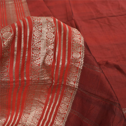 Sanskriti Vintage Indian Red Sarees Pure Silk Woven Premium Sari 5ydCraft Fabric