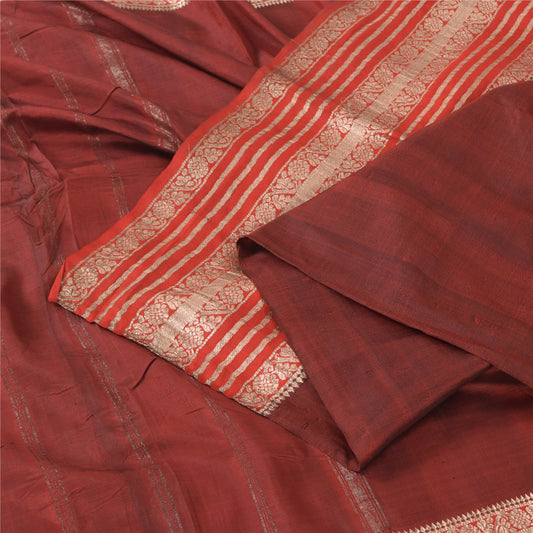 Sanskriti Vintage Indian Red Sarees Pure Silk Woven Premium Sari 5ydCraft Fabric