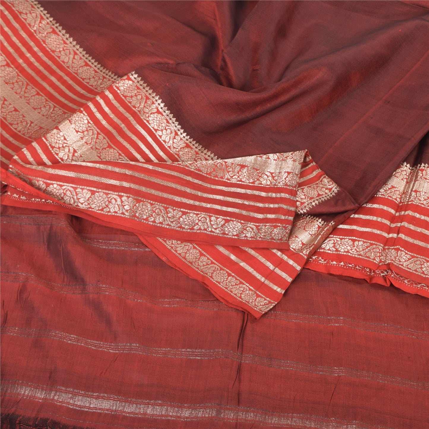 Sanskriti Vintage Indian Red Sarees Pure Silk Woven Premium Sari 5ydCraft Fabric