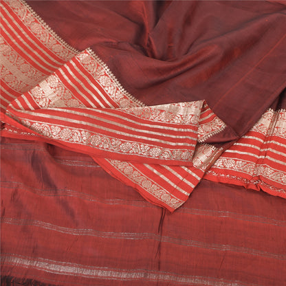 Sanskriti Vintage Indian Red Sarees Pure Silk Woven Premium Sari 5ydCraft Fabric