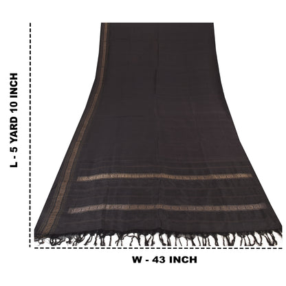 Sanskriti Vintage Indian Black Sarees Pure Silk Woven Premium Sari Craft Fabric