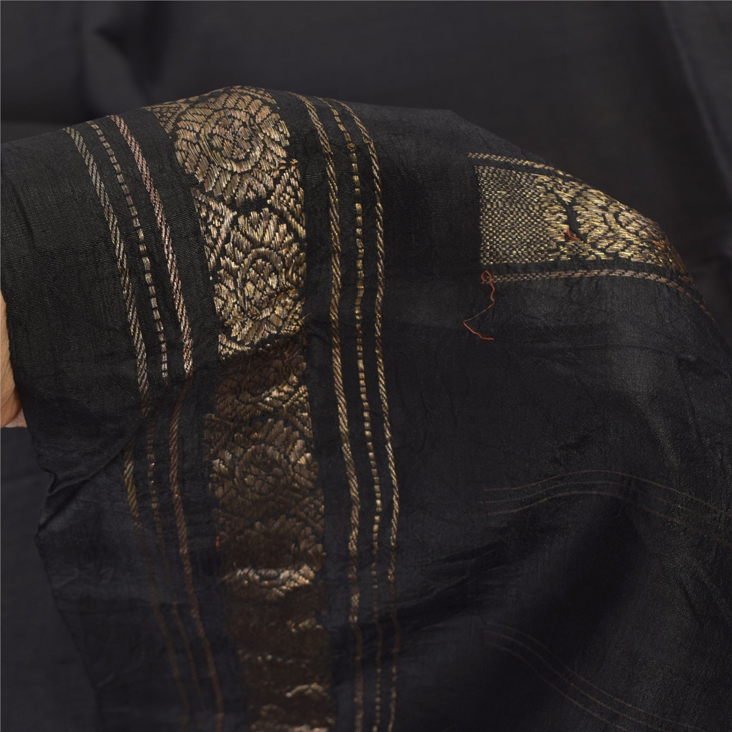 Sanskriti Vintage Indian Black Sarees Pure Silk Woven Premium Sari Craft Fabric