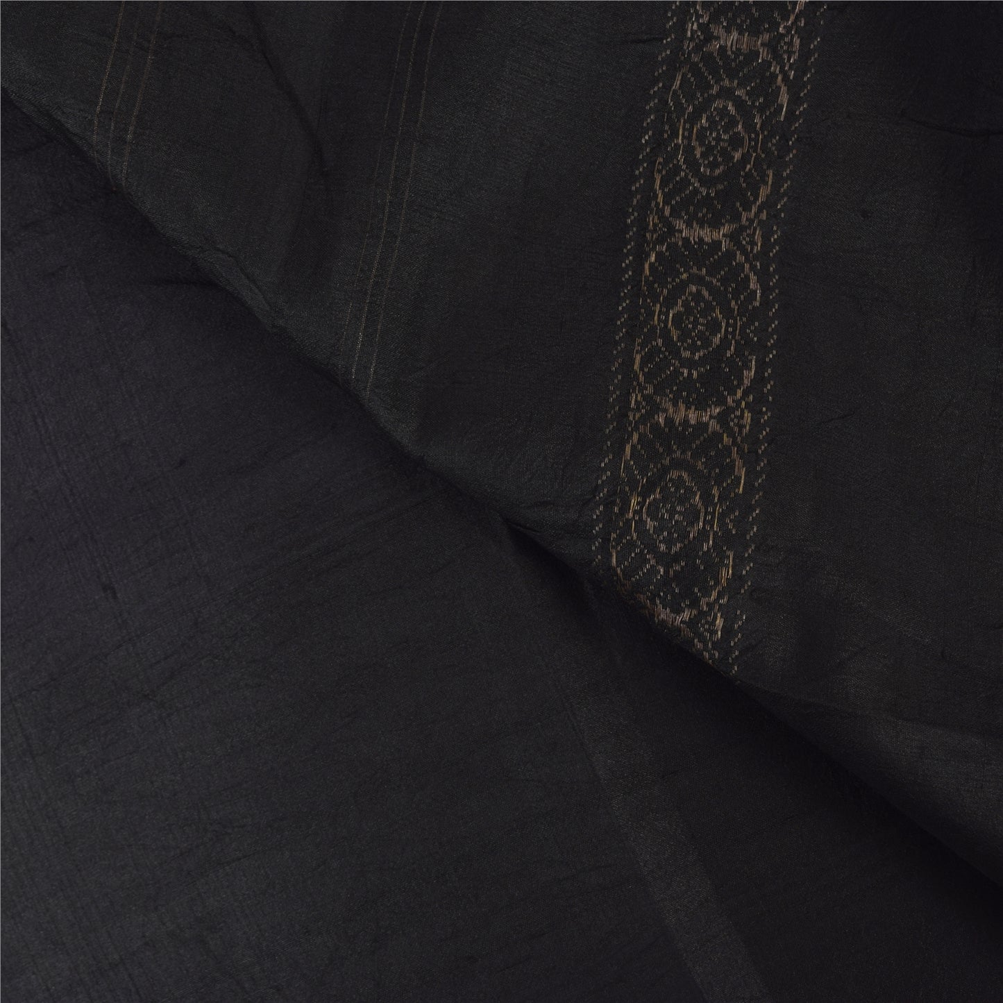 Sanskriti Vintage Indian Black Sarees Pure Silk Woven Premium Sari Craft Fabric