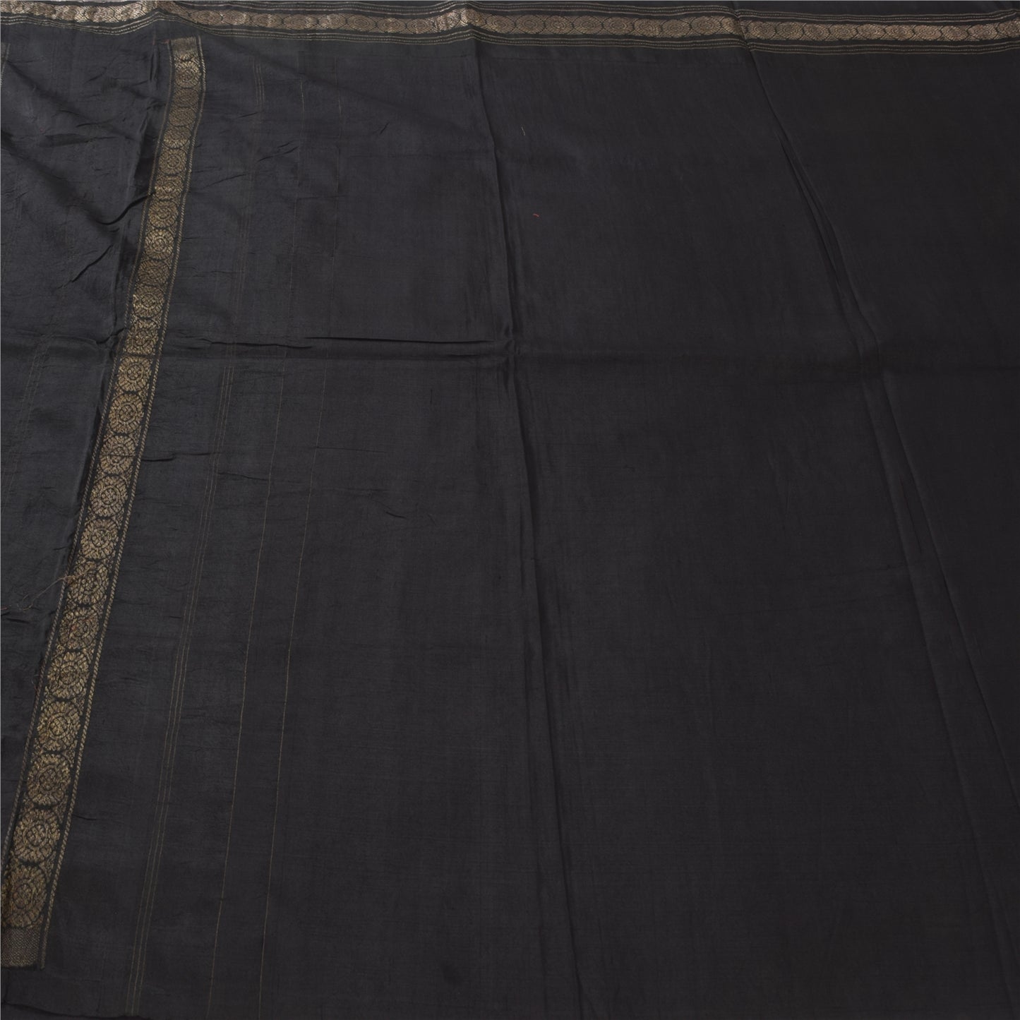 Sanskriti Vintage Indian Black Sarees Pure Silk Woven Premium Sari Craft Fabric