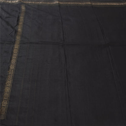 Sanskriti Vintage Indian Black Sarees Pure Silk Woven Premium Sari Craft Fabric