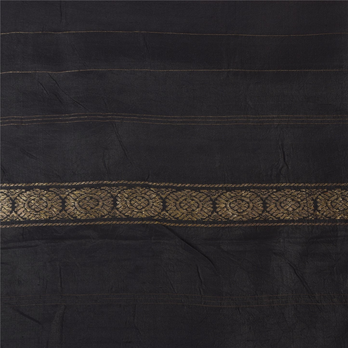 Sanskriti Vintage Indian Black Sarees Pure Silk Woven Premium Sari Craft Fabric