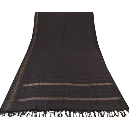 Sanskriti Vintage Indian Black Sarees Pure Silk Woven Premium Sari Craft Fabric