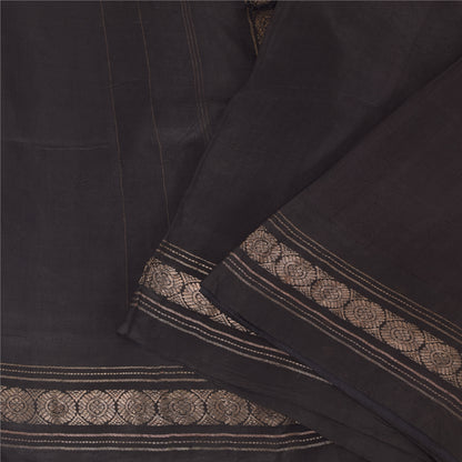 Sanskriti Vintage Indian Black Sarees Pure Silk Woven Premium Sari Craft Fabric