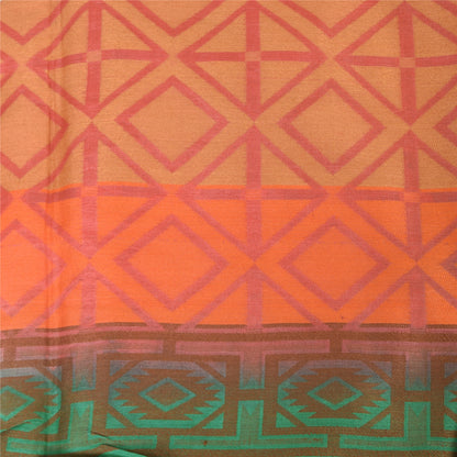 Sanskriti Vintage Green/Orange Sarees Pure Silk Woven Premium Sari Craft Fabric