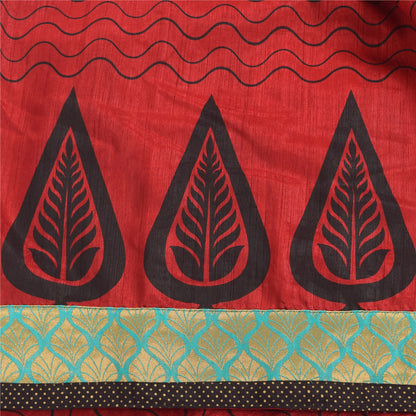 Sanskriti Vintage Indian Red Sarees Art Silk Printed Premium Sari Craft Fabric