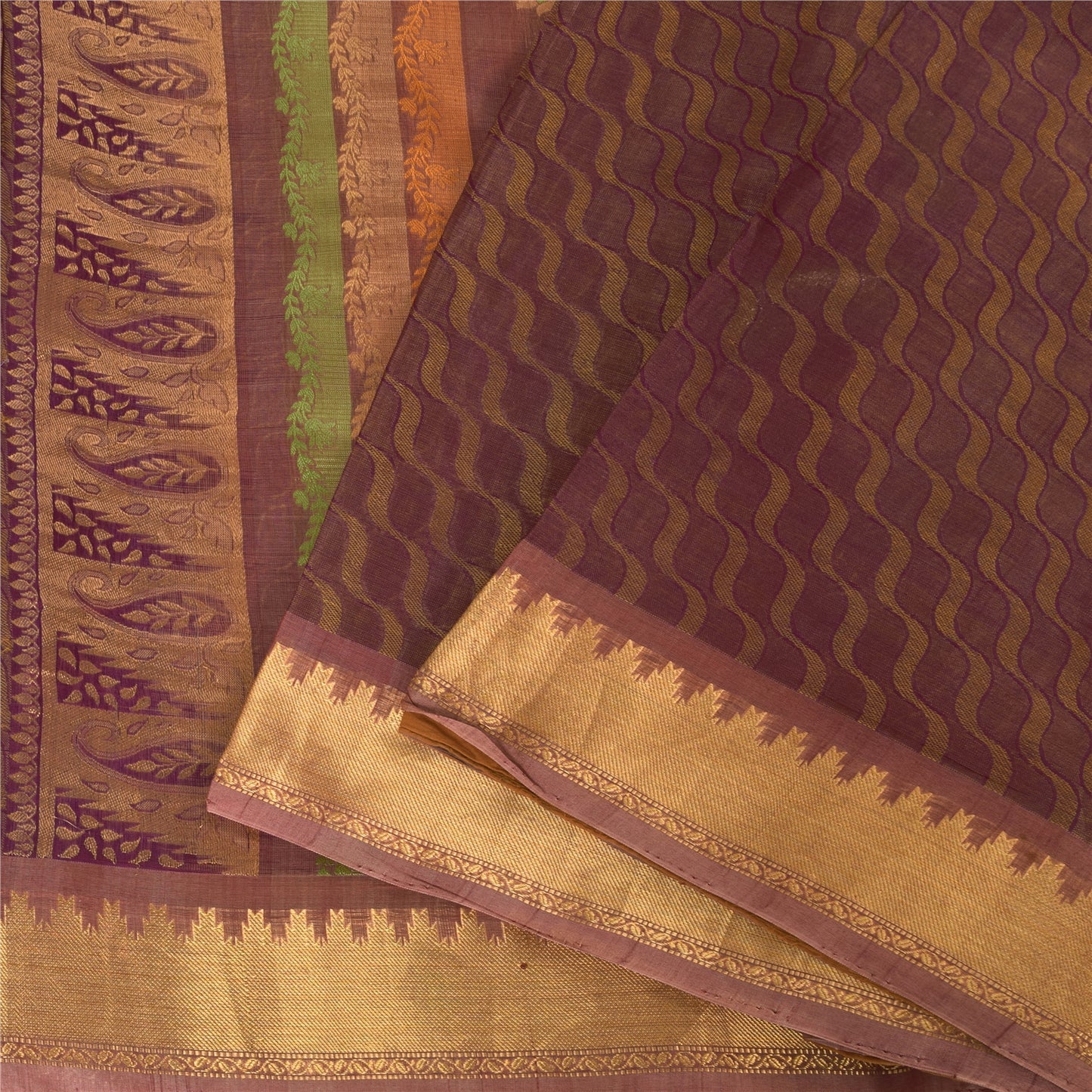 Sanskriti Vintage Purple Sarees Pure Silk Woven Premium Sari 5.5+yd Craft Fabric