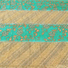 Sanskriti Vintage Green/Cream Sarees Georgette Hand Beaded Sari 6yd Craft Fabric