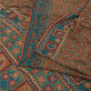 Sanskriti Vintage Green Sarees Pure Crepe Hand Embroidered Sari 5yd Craft Fabric